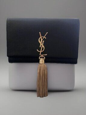 Saint Laurent Kate Small Tassel Wallet on Chain in Grained Leather